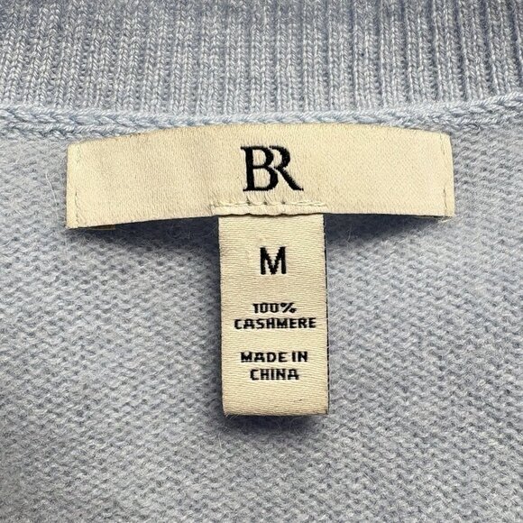 BANANA REPUBLIC Women Cashmere Sweater Size L Blue White Stripe V Neck 61-2 - Picture 5 of 9